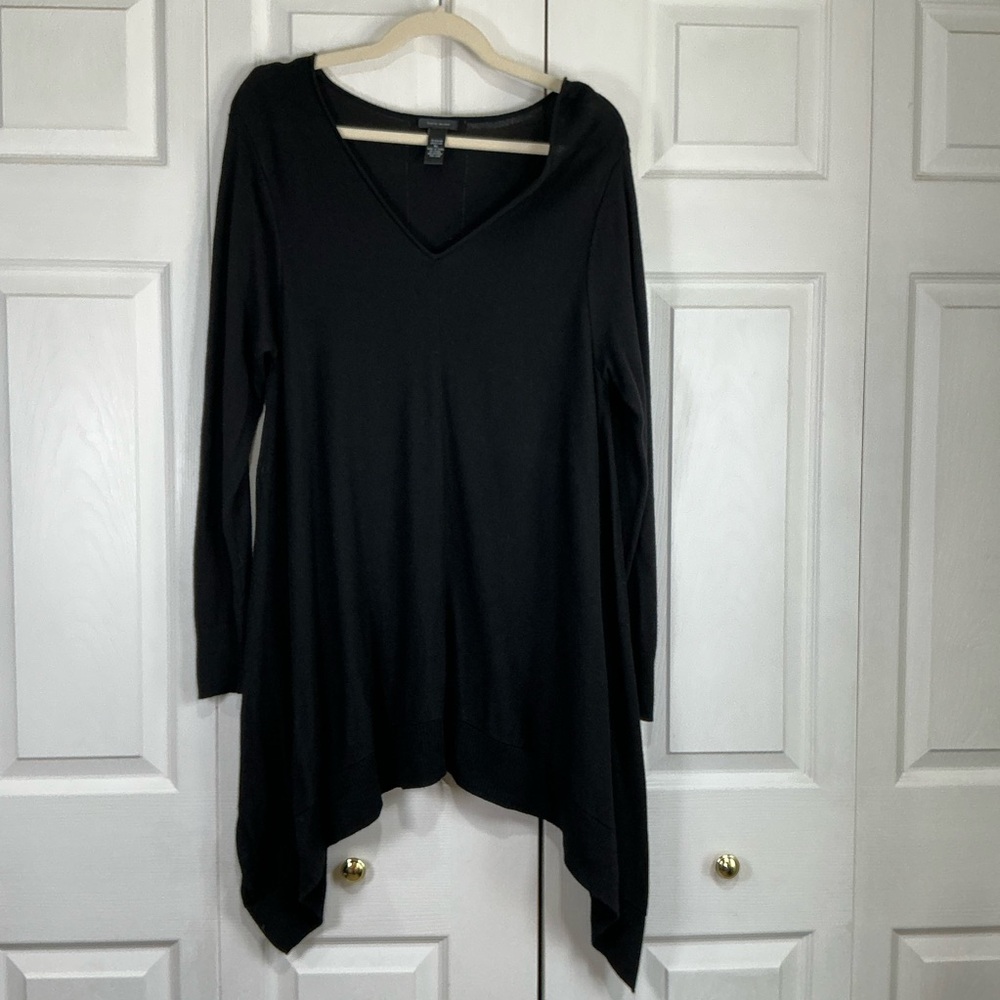 🤎 Only Mine Lightweight Black V-neck Sweater with White Stripe Down The Back XL